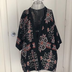Black aztec print kimono